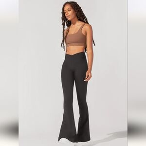 Crisscross Hourglass Bell Bottom with Pockets - Black